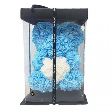 ursulet-floral-cu-trandafiri-din-spuma-teddy-bear-in-love-25-cm-in~4683 Ursulet Teddy Bear baby blue - imagine 1