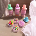 Set recipiente compartimentate cu elastice si alte accesorii pentru par