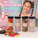 Set 100 Elastice de Păr pentru Copii – Culori Asortate